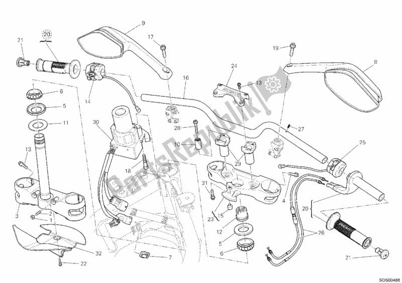 Todas las partes para Manillar de Ducati Multistrada 1200 ABS 2010